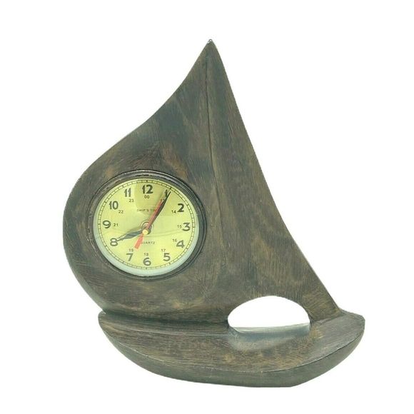 Ships Time Vintage Quartz Sail Boat Clock Battery